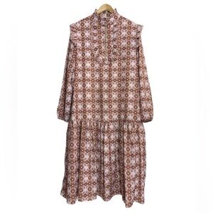 Paper Parachute vintage pink mod floral print long sleeve maxi dress